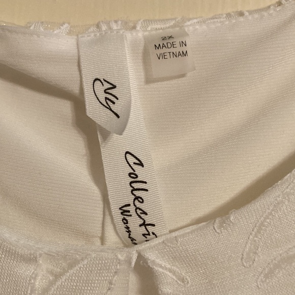 NY Collection lace overlay white sleeveless tunic - Picture 2 of 4